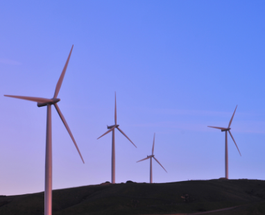 Wind turbines dusk