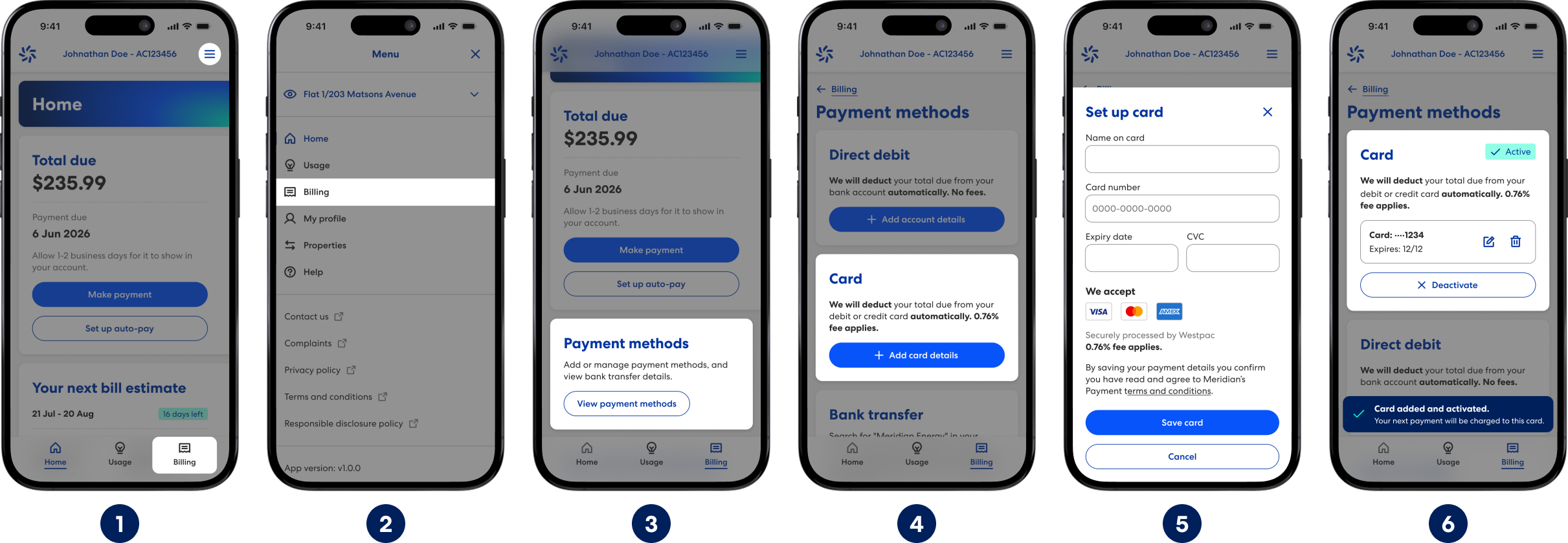 Adding credit card