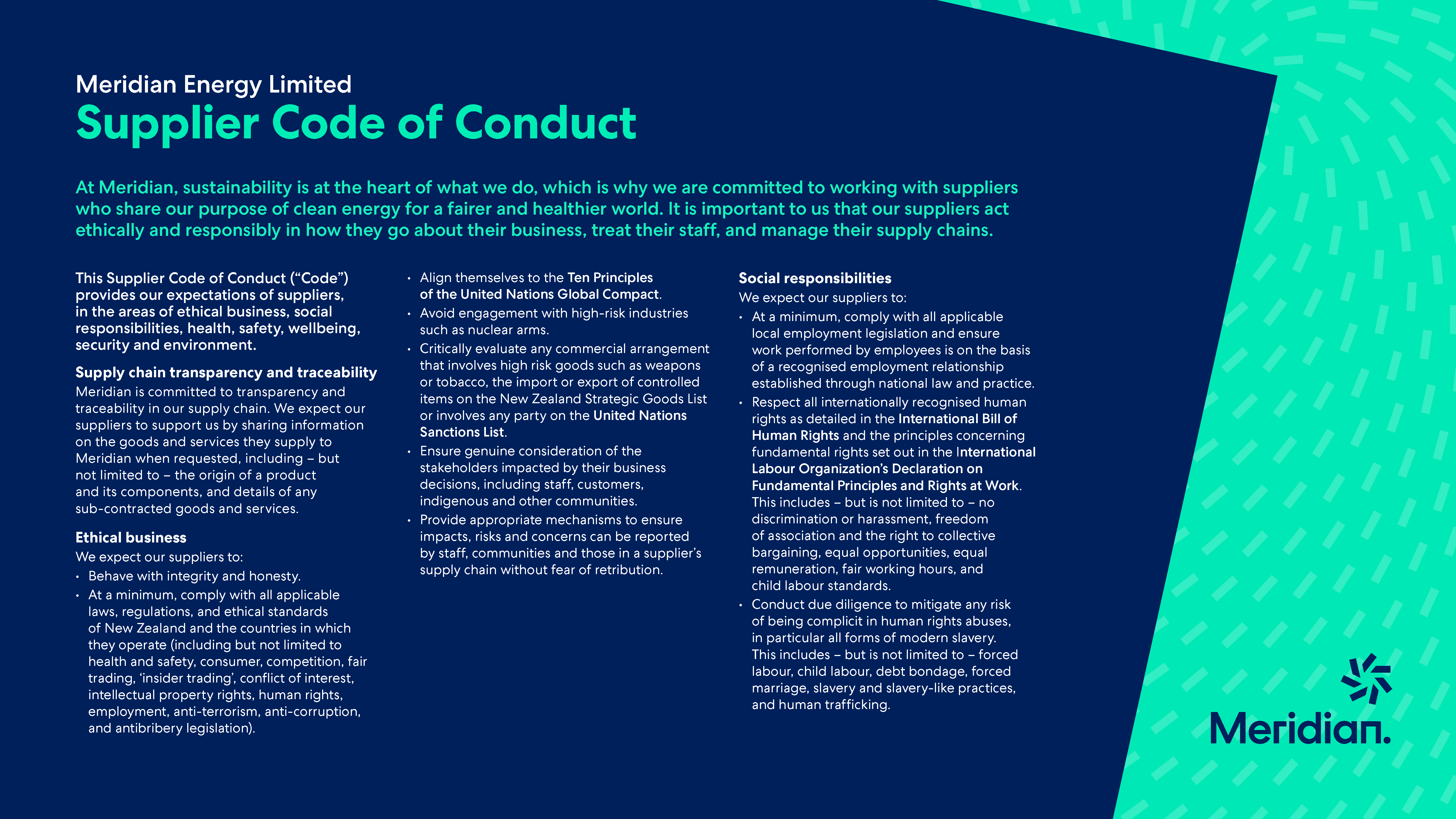 Supplier Code of Conduct - screenshot