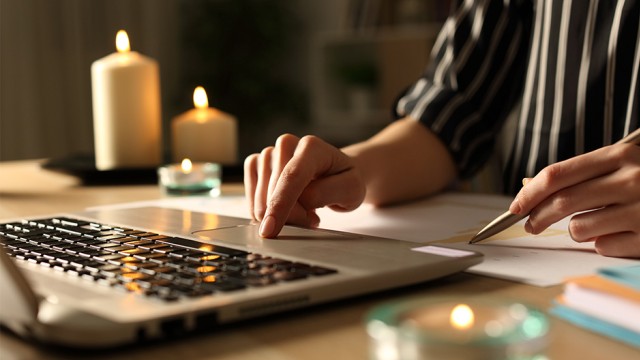 person working during power outage